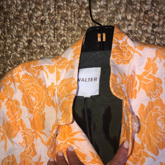 WALTER short blazer pale orange and cream print 6